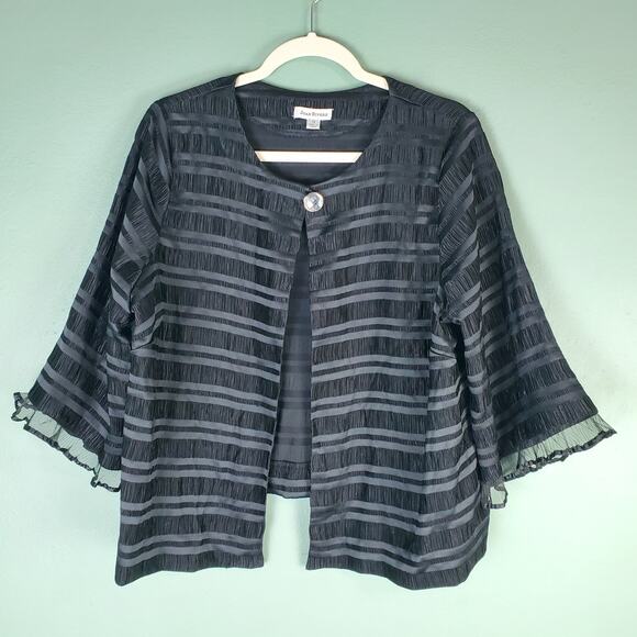 Joan Rivers Black Dressy One Button Striped Bolero Jacket Size 1X - Picture 1 of 6